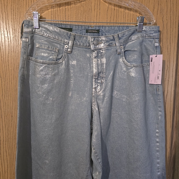 Nwt.Wild Fable Womens High Rise Wide Metallic Relaxed Baggy Jeans sz14 - Picture 5 of 6